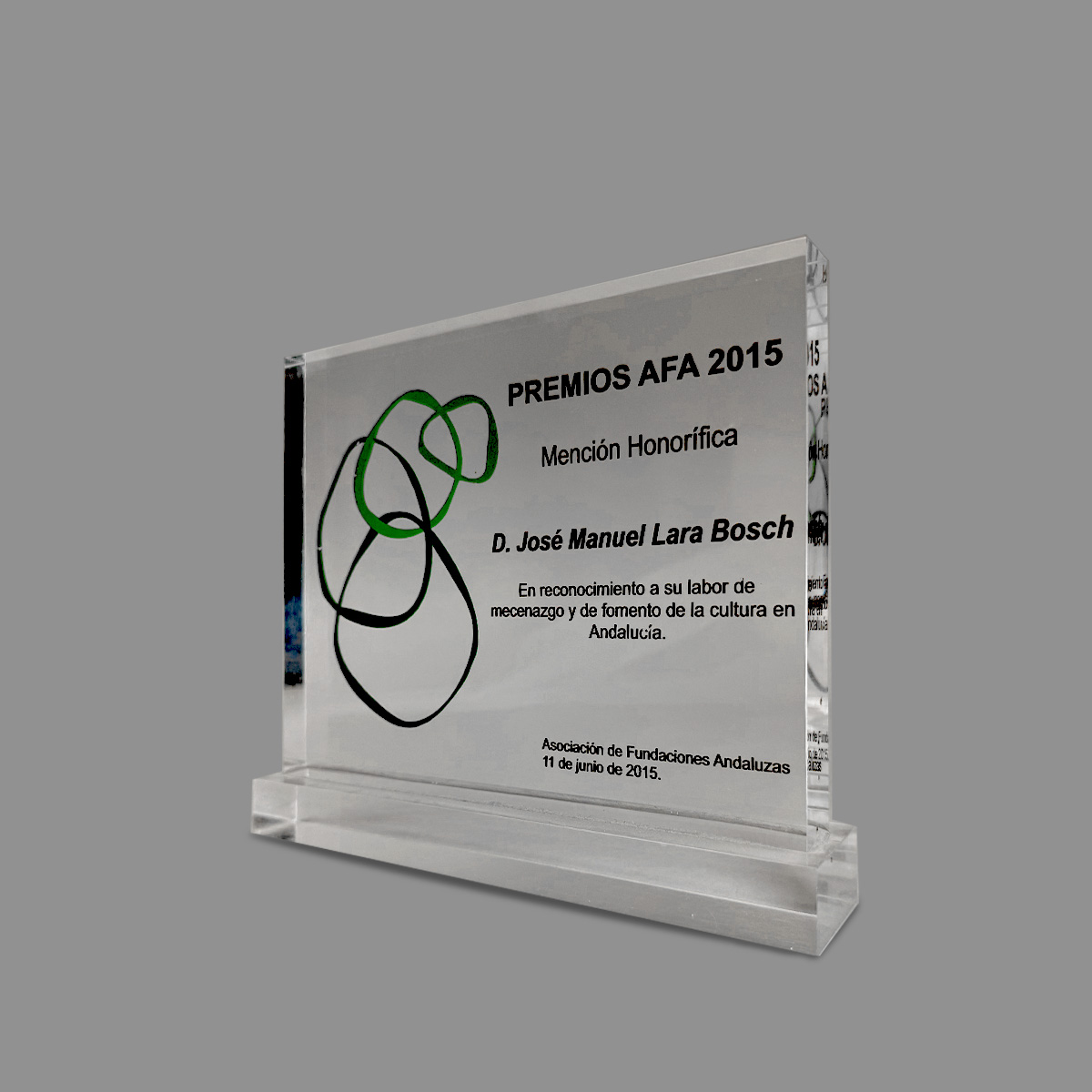 Trofeo placa impresa a color con peana