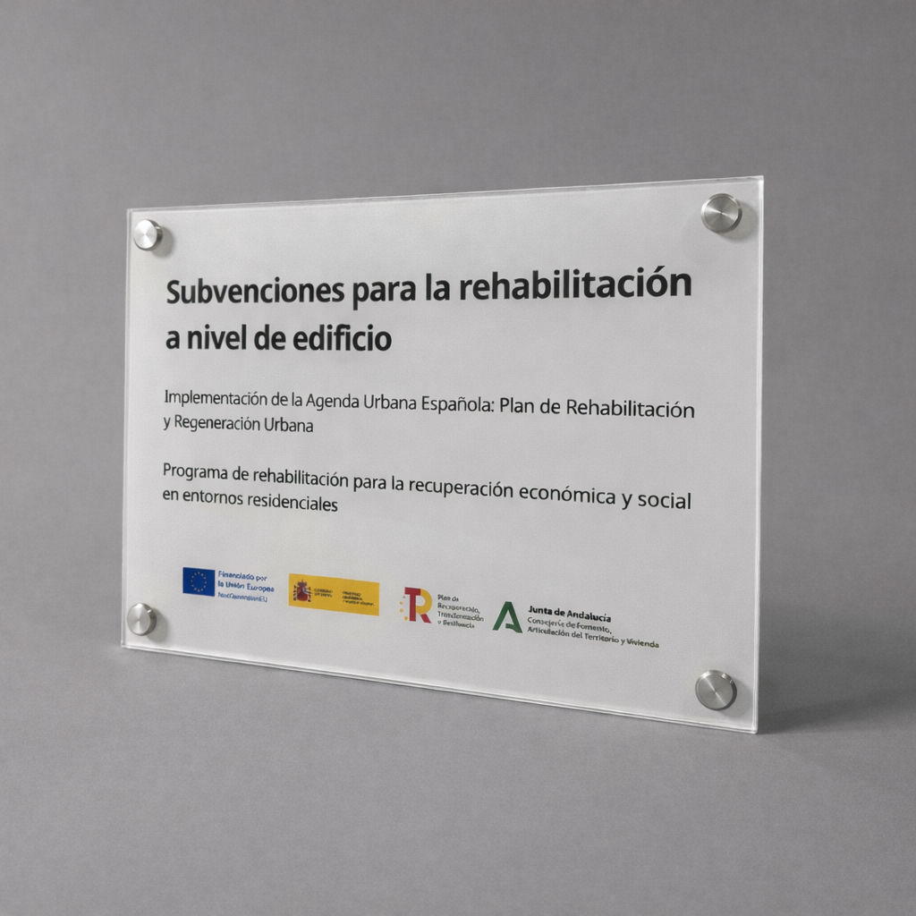 Placa Identificativa Subvención Oficial en metacrilato 30x21 cm 1 Placa Identificativa Subvención Oficial en metacrilato 30x21 cm