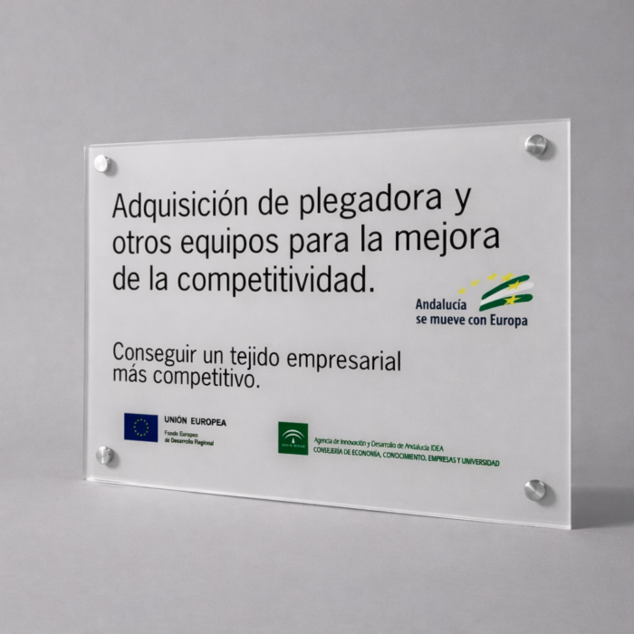 Placa Identificativa Subvención Oficial en metacrilato - Imagen 5